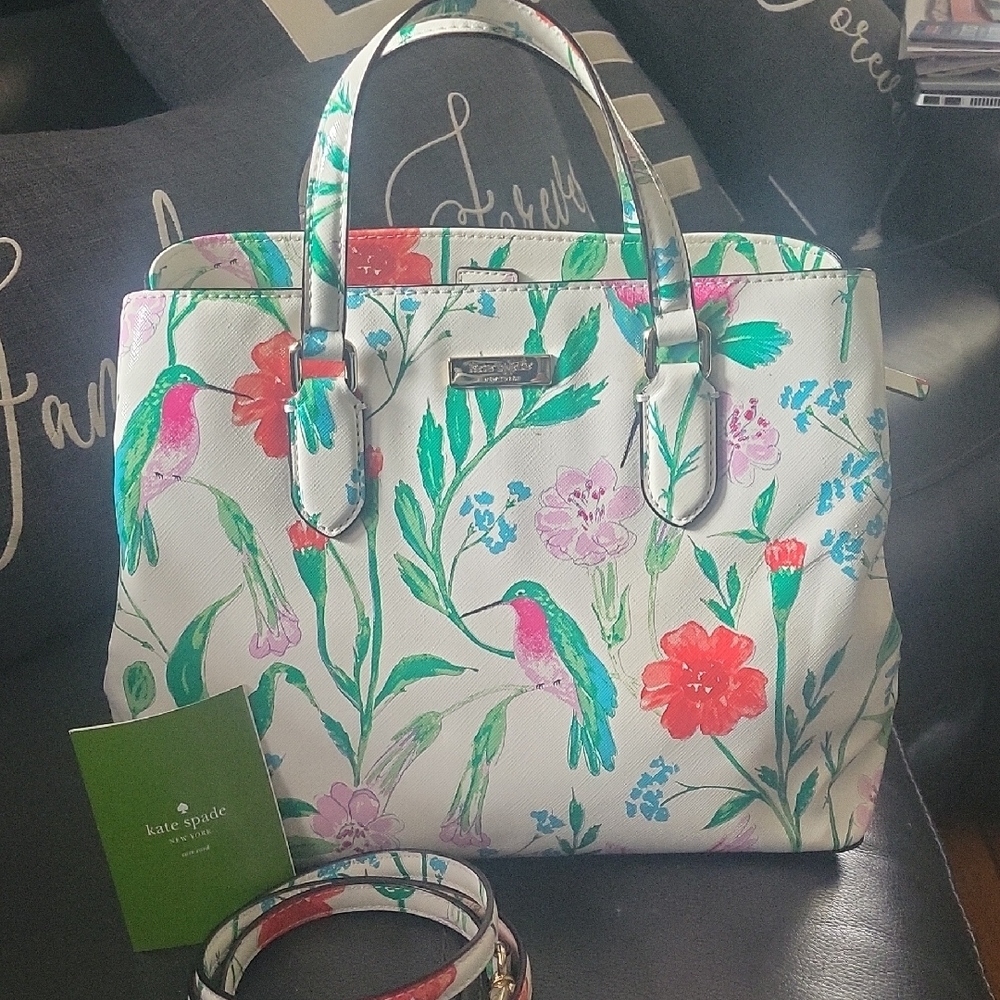 Kate Spade Green and White Tropical Tote